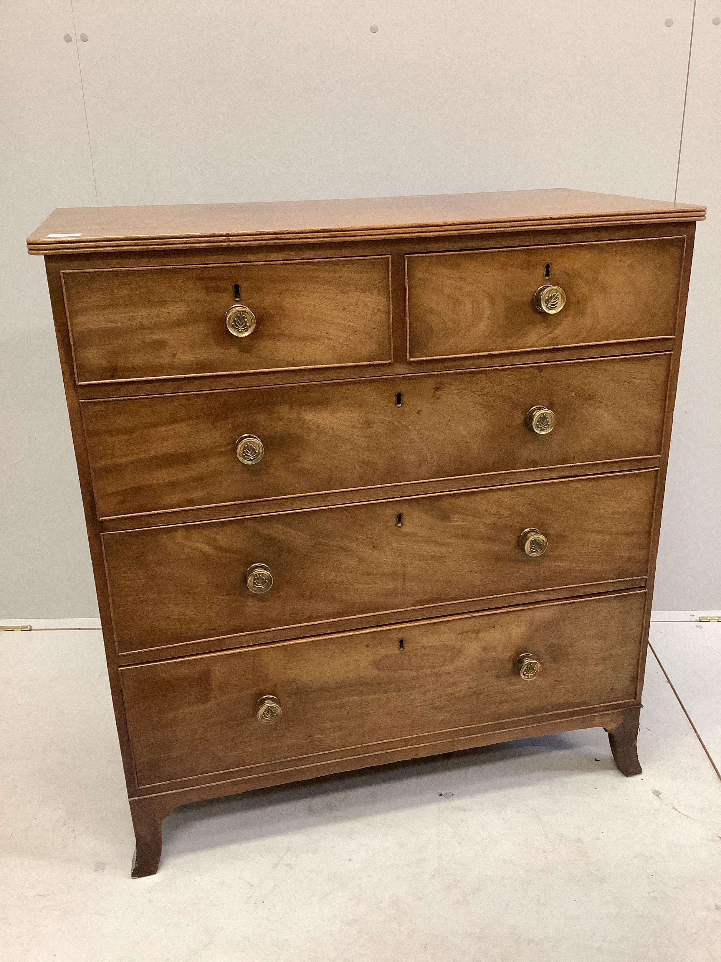 A Regency mahogany five drawer chest, width 95cm, depth 49cm, height 103cm
